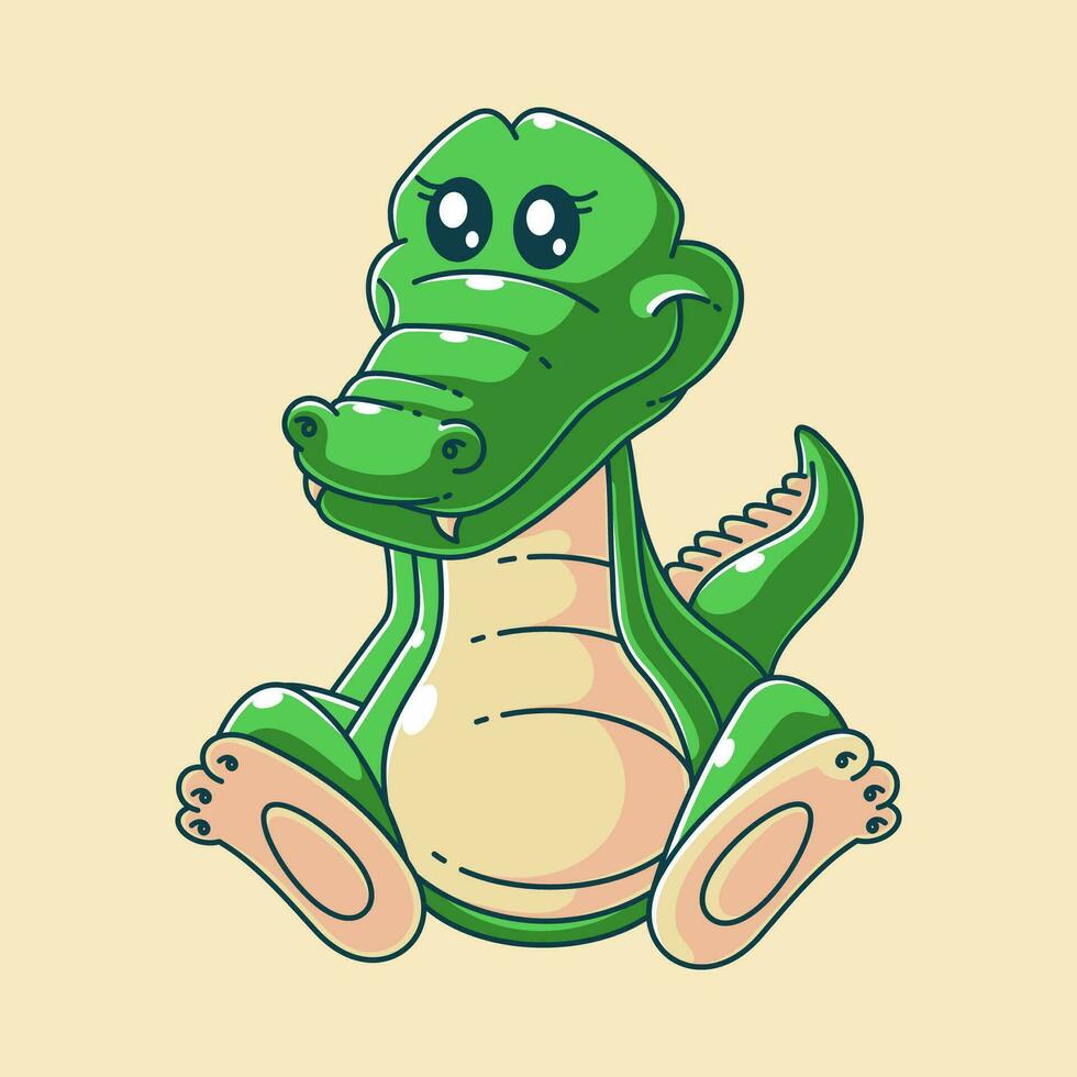 mignonne crocodile séance dans dessin animé style vecteur