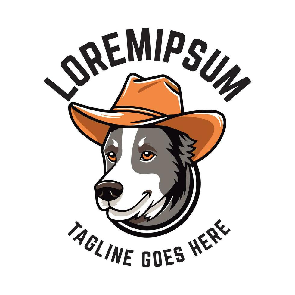 chien tête avec chapeau mascotte logo symbole, vecteur modèle