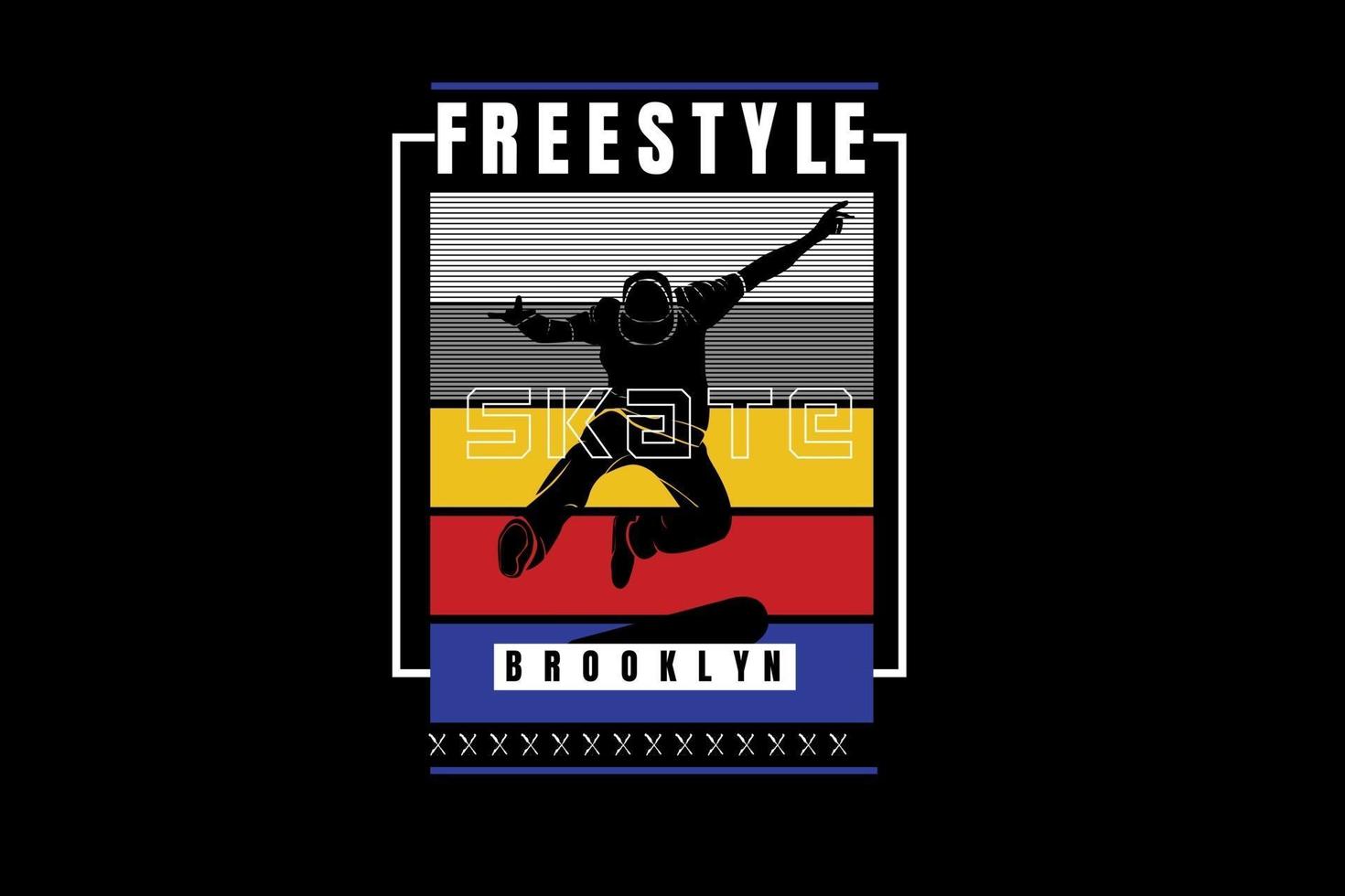 freestyle skate brooklyn couleur blanc jaune bleu et rouge vecteur