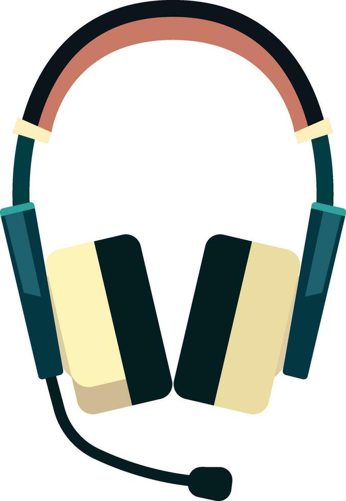 casque de musique avec microphone plat style agrafe art vecteur image
