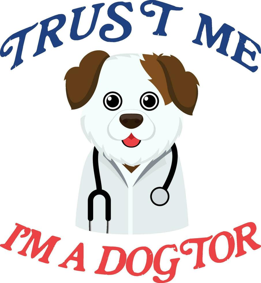 chien médecin, chien comme une médecin vecteur illustration, confiance moi je suis une médecin , chien dans médecins uniforme Stock vecteur image