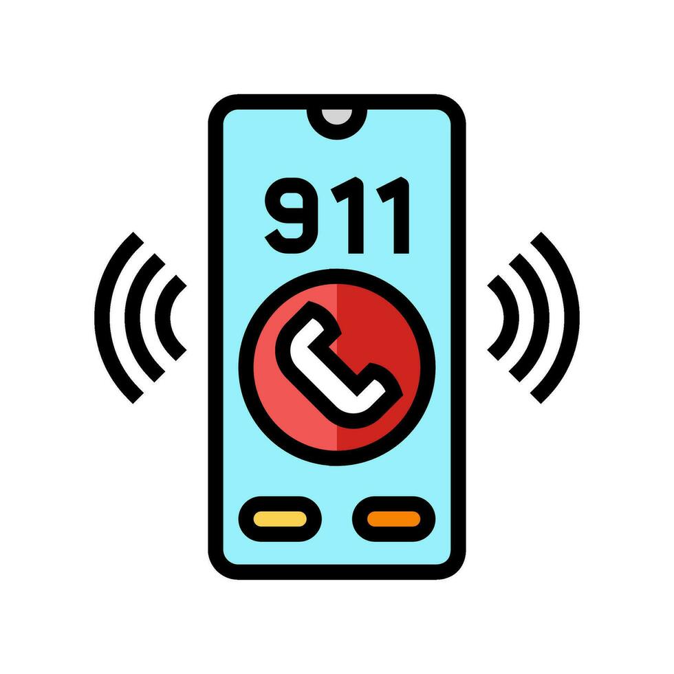 urgence téléphone alerte Couleur icône vecteur illustration