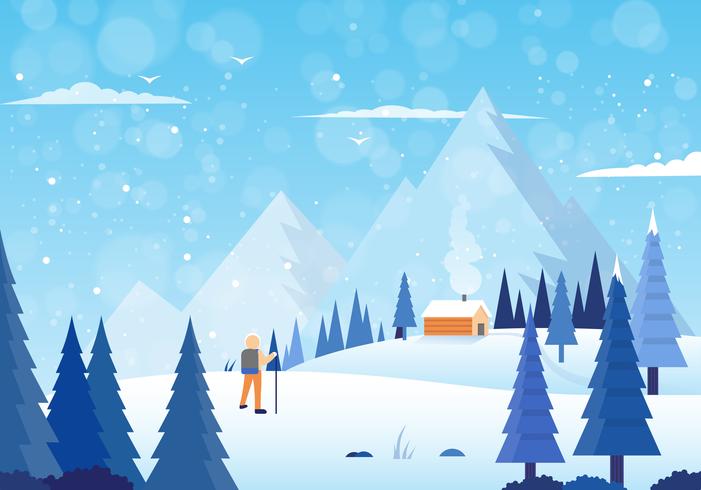 Illustration de paysage d'hiver de vecteur