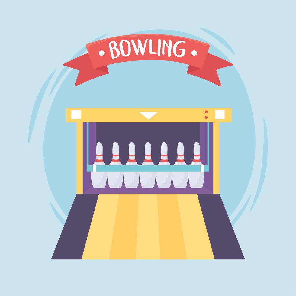 jeu de bowling sport récréatif goupilles de ruelle design plat vecteur