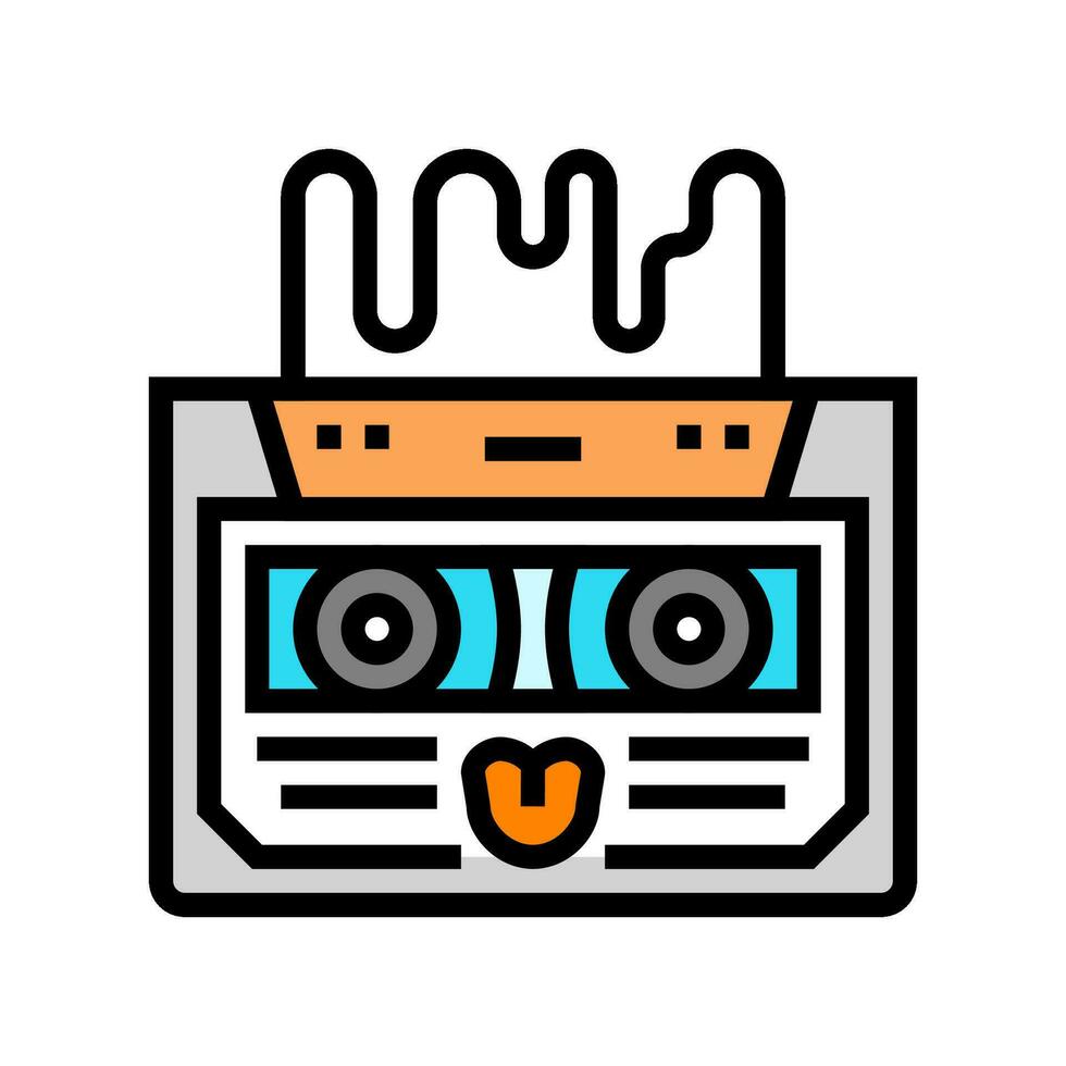 cassette ruban la musique rétro personnage Couleur icône vecteur illustration