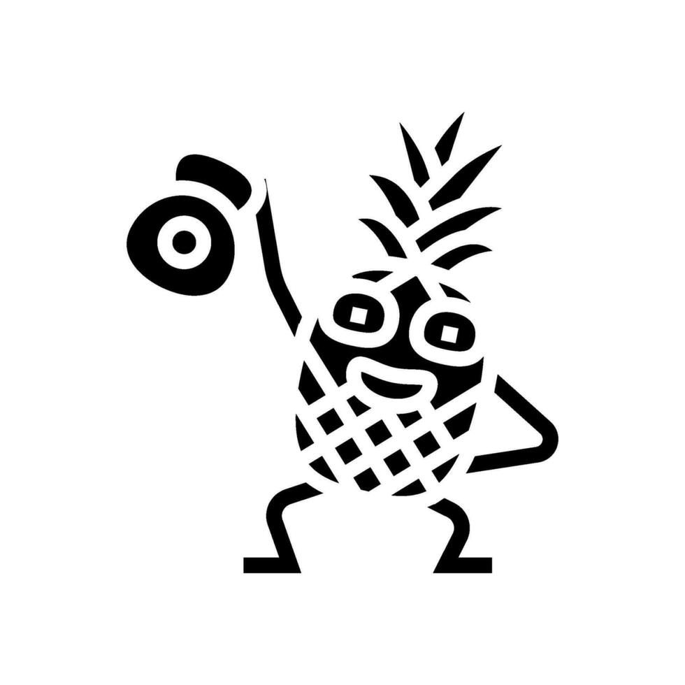 ananas fruit aptitude personnage glyphe icône vecteur illustration