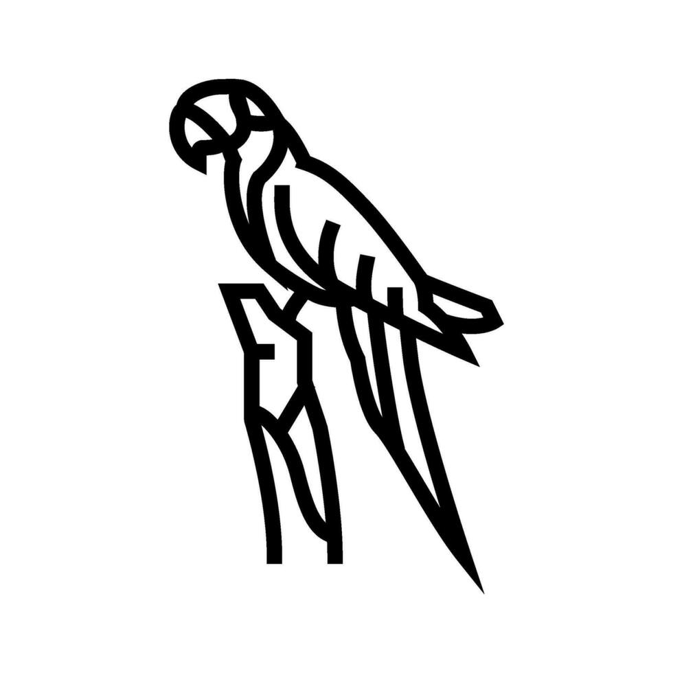 ara séance perroquet oiseau ligne icône vecteur illustration