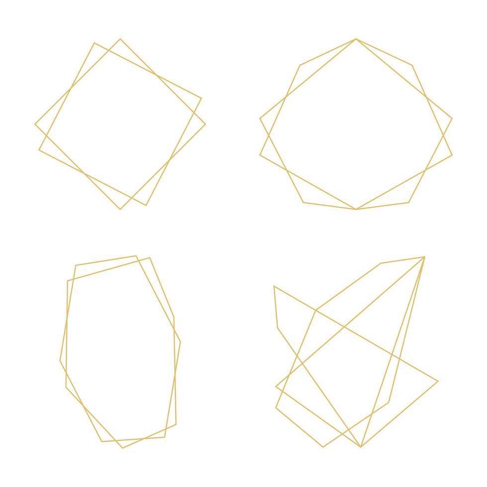 cadres dorés lignes décoratives géométriques icônes d'ornement vecteur