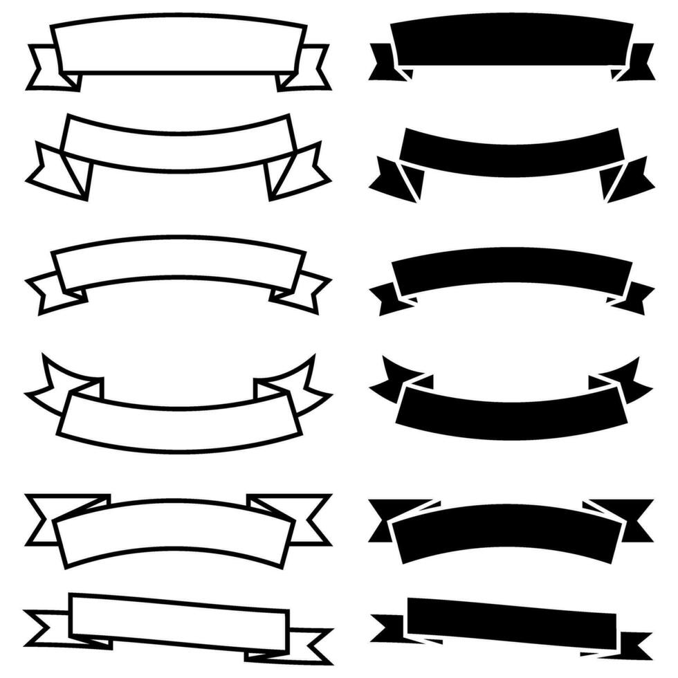 bannière icône vecteur ensemble. ruban illustration signe collection. étiquette symbole. décoratif logo.