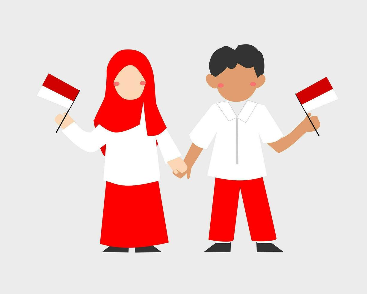 Indonésie indépendance journée personnage illustration vecteur