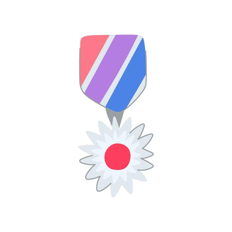 emblème militaire médaille dessin animé vecteur illustration