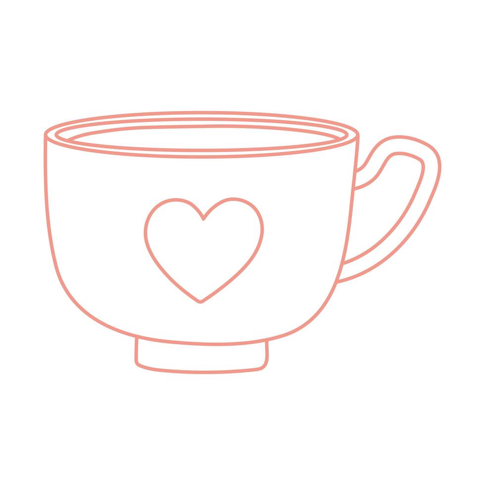 tasse à thé et à café avec style de ligne icône coeur vecteur