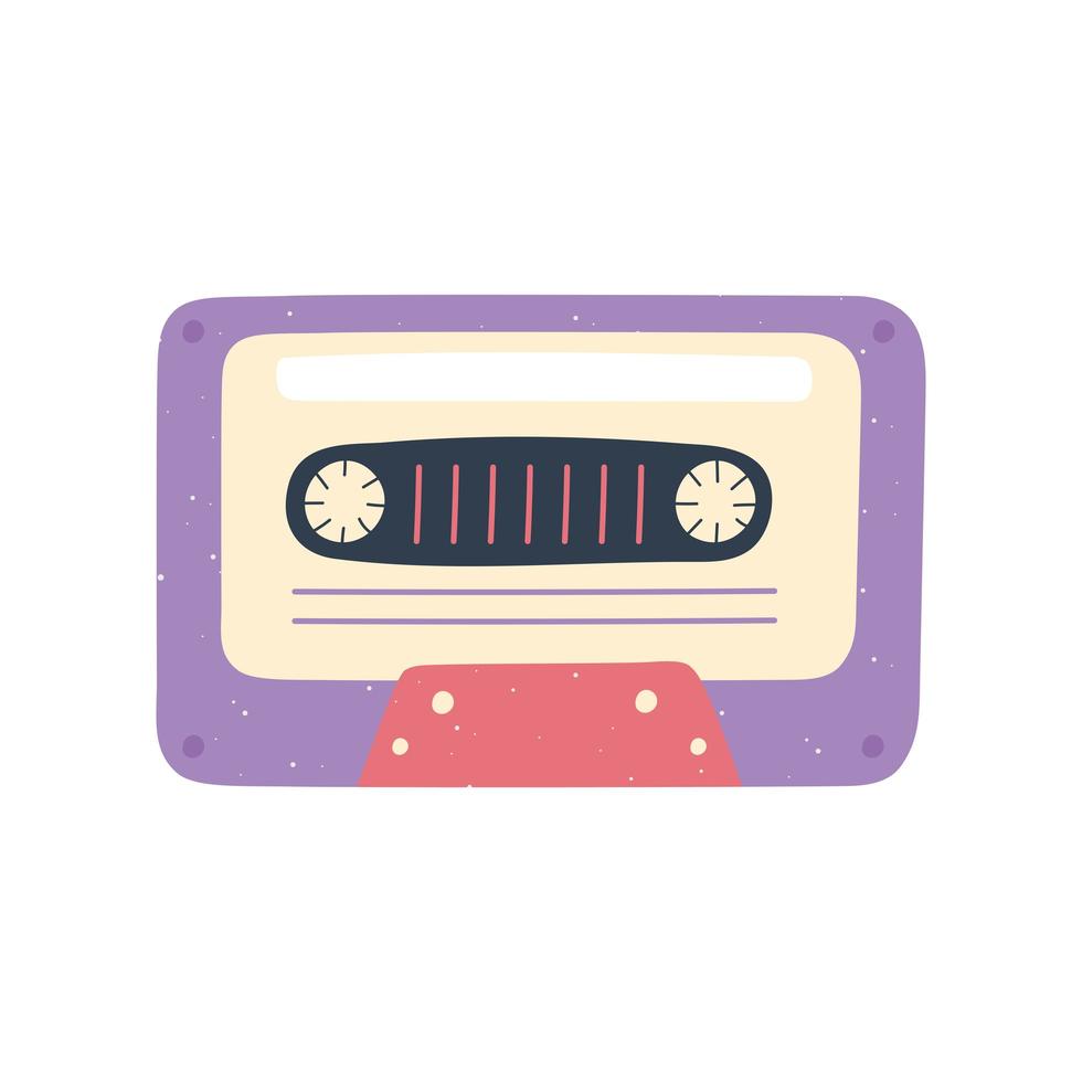 icône d'enregistrement de musique cassette vintage en style cartoon vecteur
