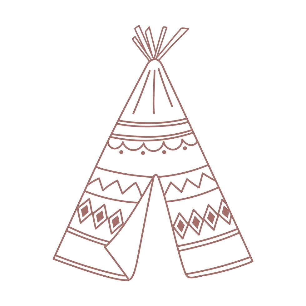 tipi boho ornemental et style tribal dessiné à la main vecteur