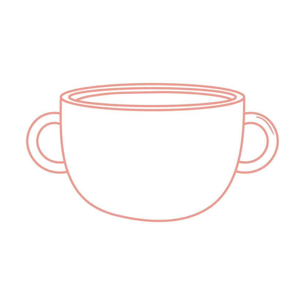 tasse à thé et à café avec style de ligne d'icône de poignées vecteur