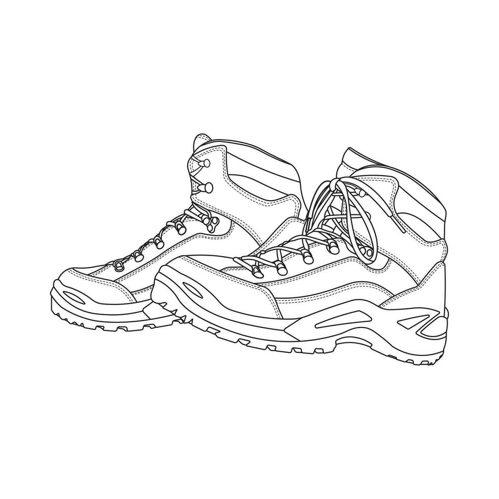 des gamins dessin dessin animé vecteur illustration randonnée bottes icône isolé sur blanc Contexte