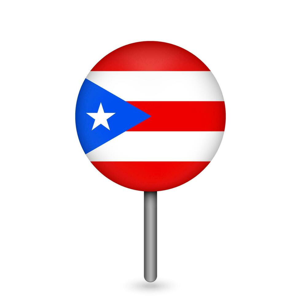 pointeur de carte avec contry puerto rico. drapeau de porto rico. illustration vectorielle. vecteur