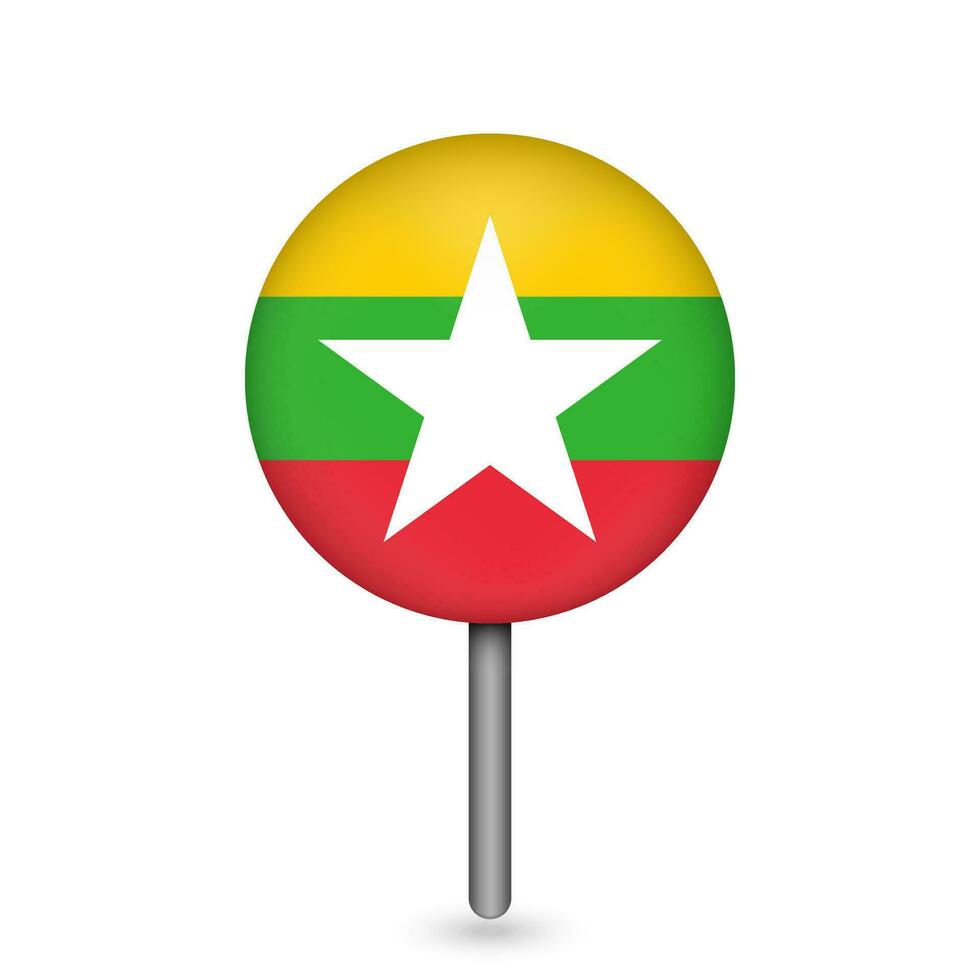 pointeur de carte avec contry myanmar. drapeau myanmar. illustration vectorielle. vecteur