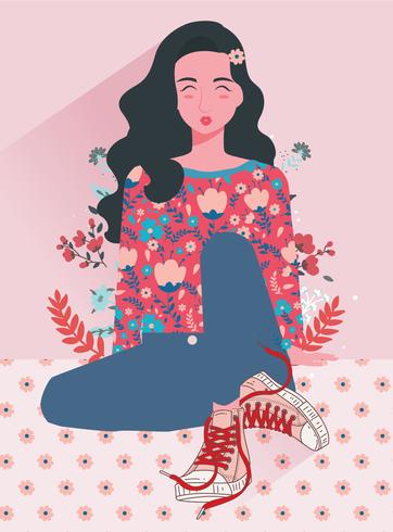 Fille avec des fleurs Vol 3 Vector