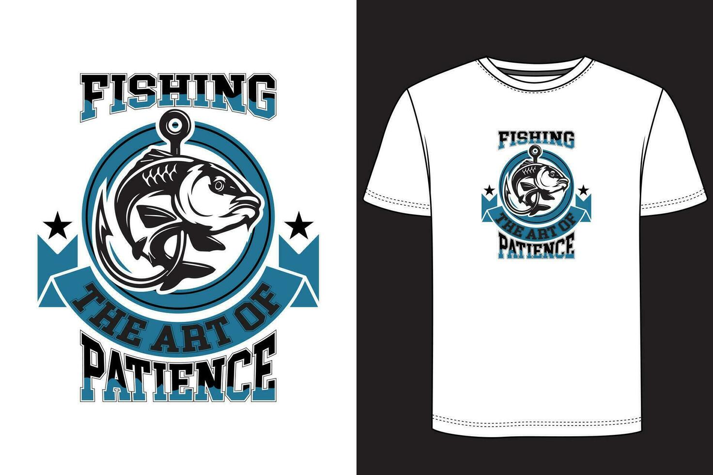 pêche le art de patence T-shirt conception. pêche T-shirt conception. vecteur