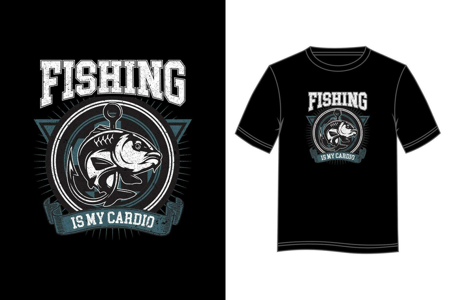 pêche est mon cardio T-shirt conception. pêche T-shirt conception. vecteur