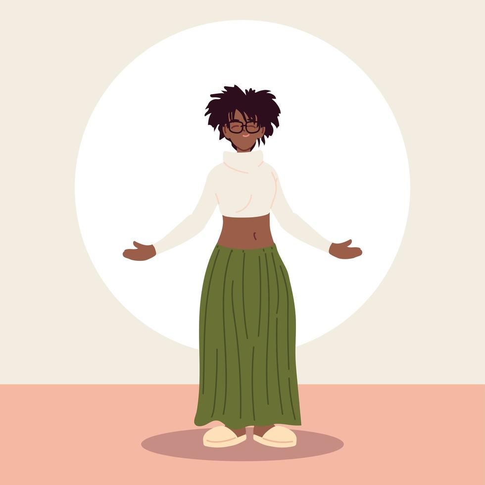 femme afro portant des vêtements décontractés vecteur