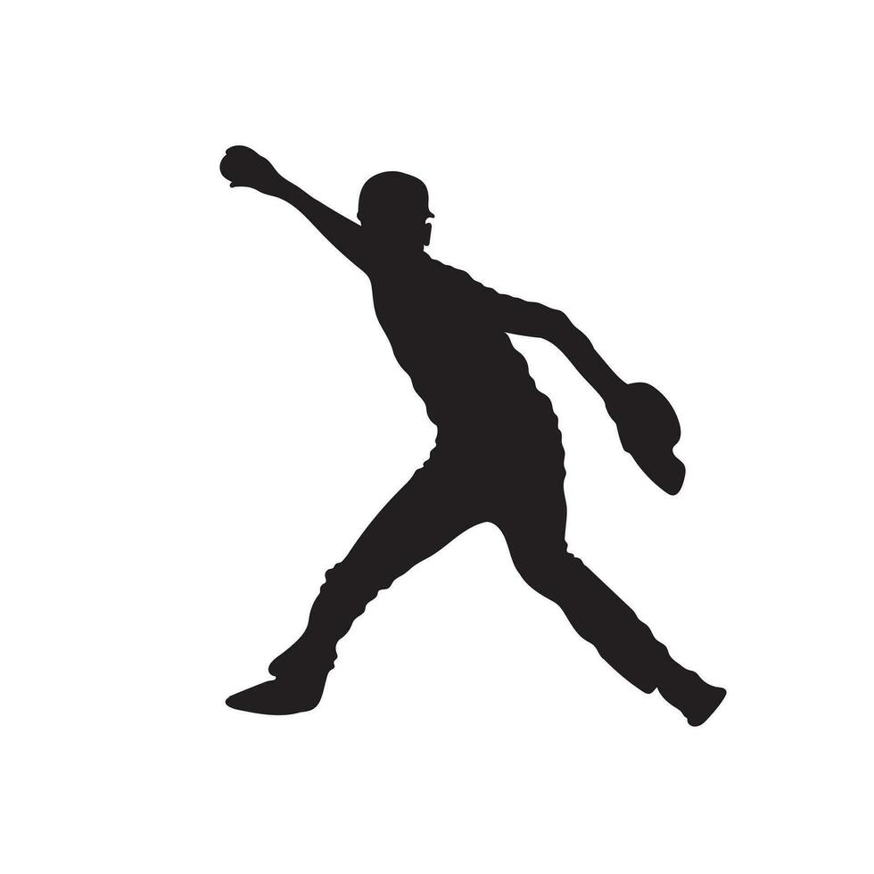 base-ball Battre. homme lancement Balle silhouette. base-ball joueur silhouette. base-ball joueur, vecteur isolé illustration. base-ball Battre.