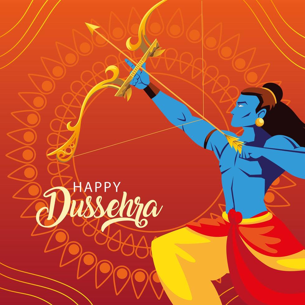 seigneur rama avec arc et flèche dans le joyeux festival de dussehra vecteur