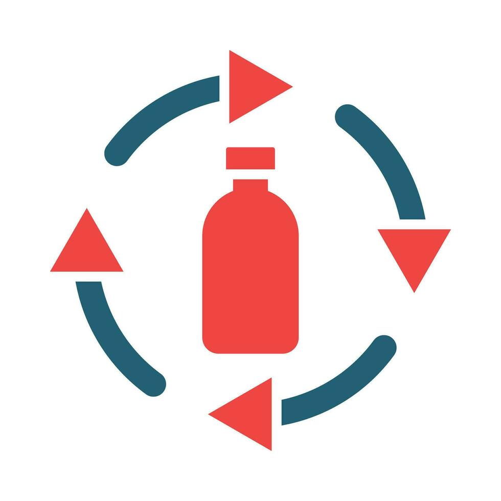 bouteille recyclage glyphe deux Couleur icône pour personnel et commercial utiliser. vecteur