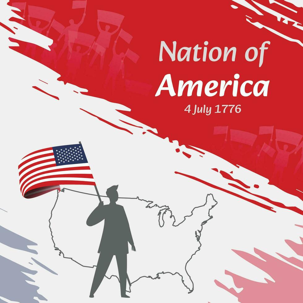 uni États de Amérique indépendance journée Publier conception. juillet 4ème, le journée lorsque les Américains fabriqué cette nation gratuit. adapté pour nationale jours. parfait concepts pour social médias des postes, carte, couverture, bannière. vecteur