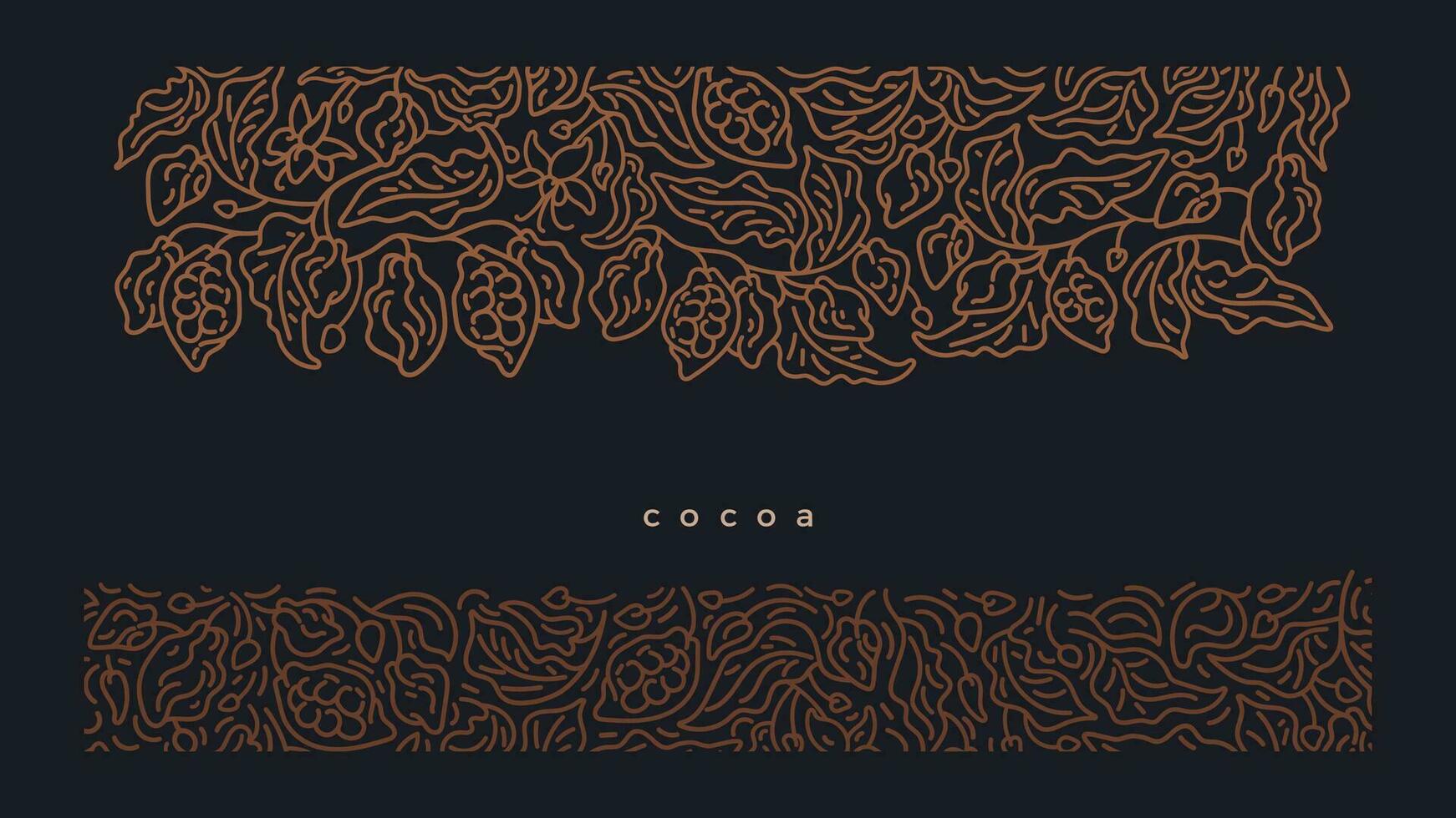 cacao d'or frontière sur noir Contexte. art ligne vecteur