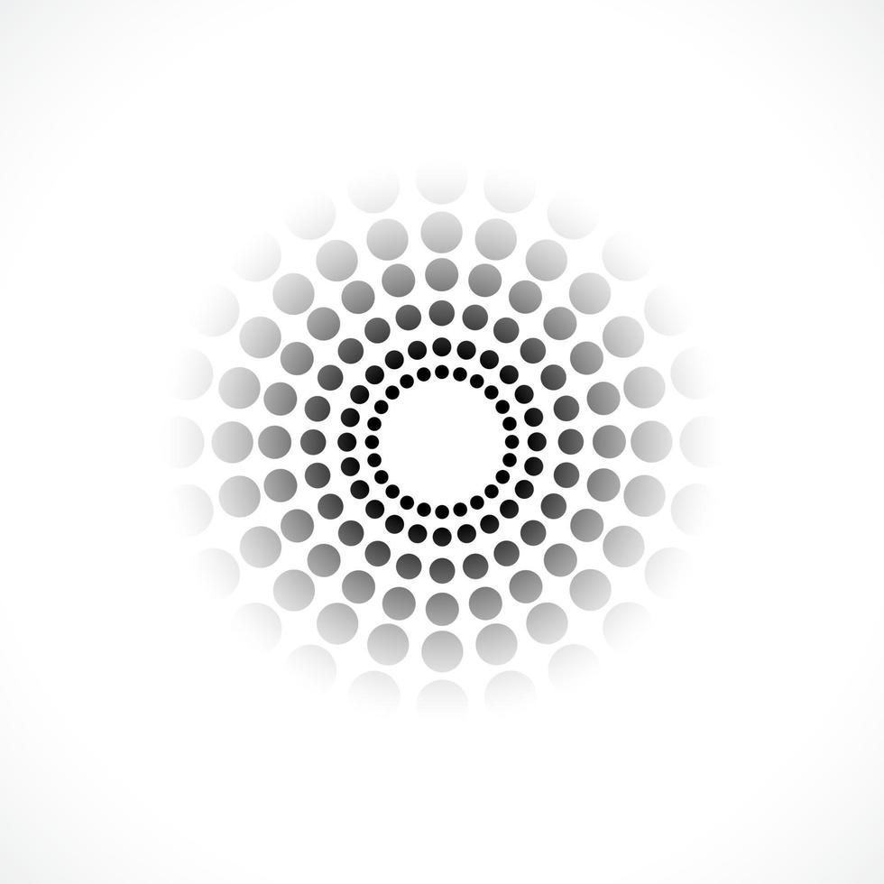 conception d'emblème de logo de points de demi-teintes de cadre de vecteur abstrait noir. icône de bordure ronde à l & # 39; aide de la texture des points de cercle illustration vectorielle eps 10