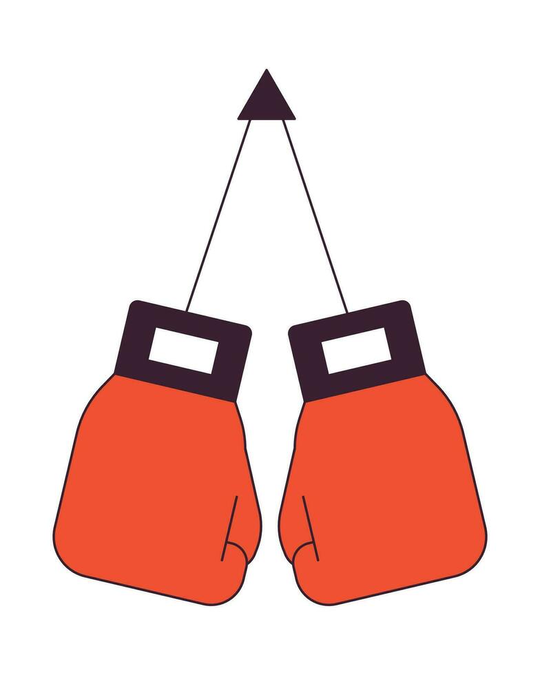 pendaison boxe gants plat ligne Couleur isolé vecteur objet. soi la défense. kickboxing pouvoir. modifiable agrafe art image sur blanc Contexte. Facile contour dessin animé place illustration pour la toile conception