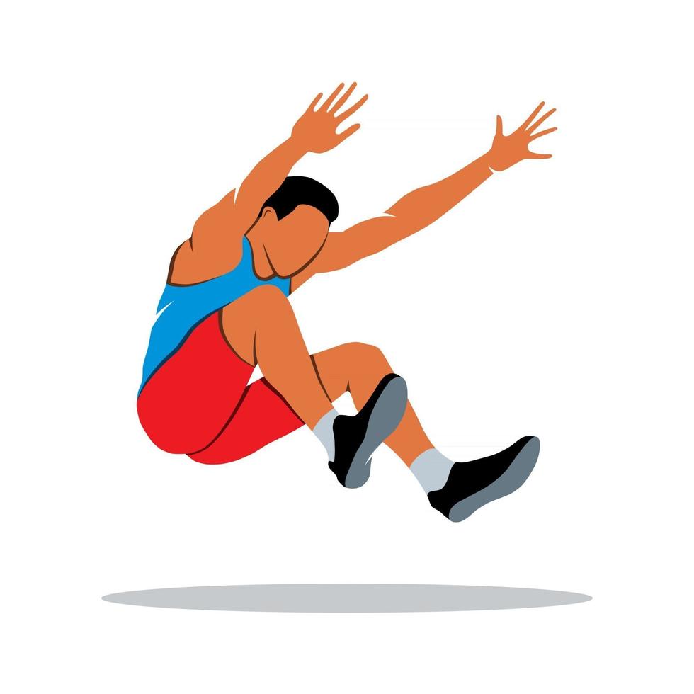 trajectoire de saut en longueur l'athlète saute. Identité de marque modèle de conception de logo vectoriel d'entreprise isolé sur fond blanc. illustration vectorielle.
