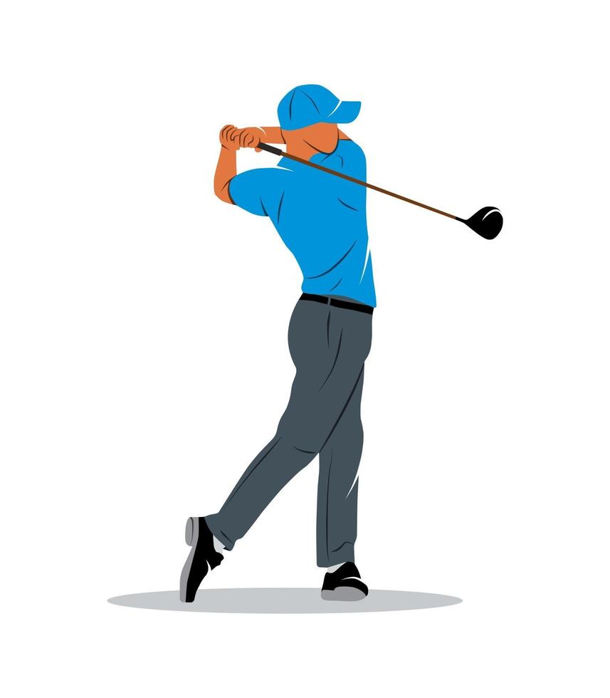 joueur de golf abstrait, botter la balle sur un fond blanc. illustration vectorielle. vecteur
