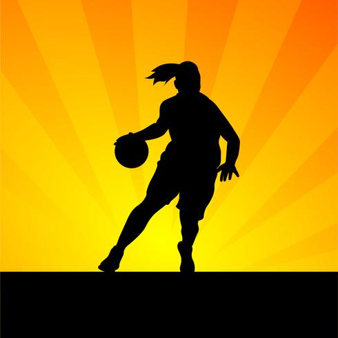 silhouette de joueur de basket féminin vecteur