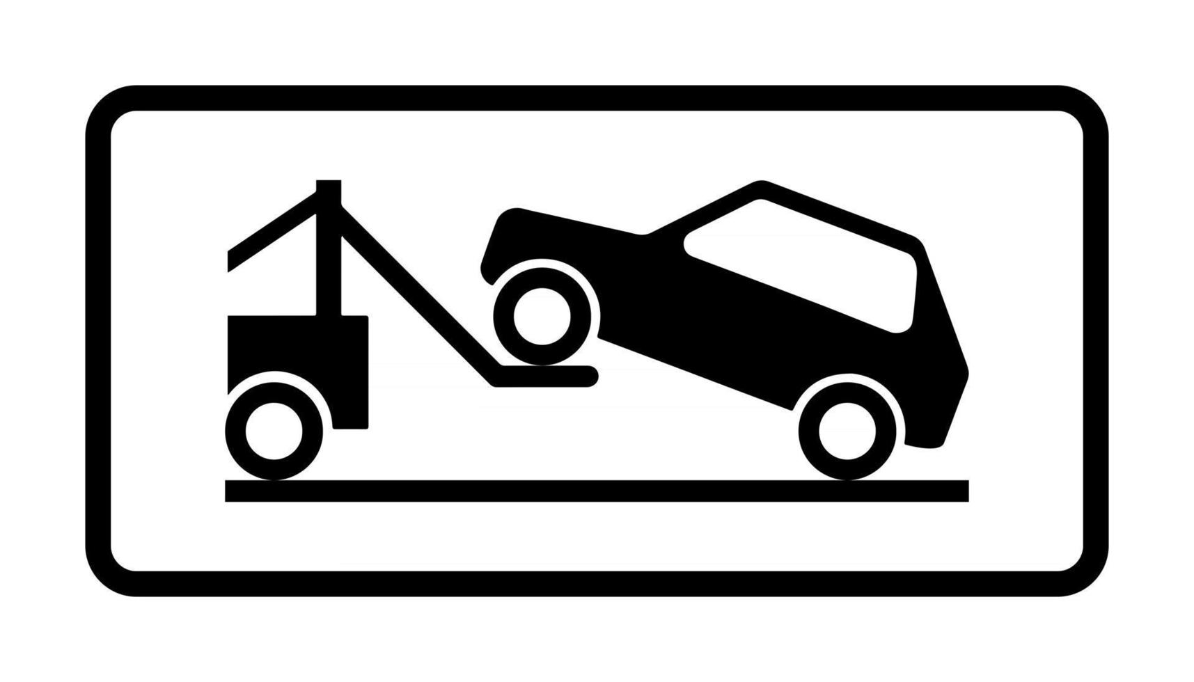 panneau routier parking interdit dépanneuse travaillant tableau d'avertissement de vecteur noir et blanc
