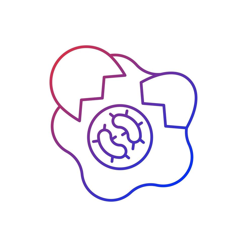 icône de vecteur linéaire de gradient de maladie d'origine alimentaire. détérioration des aliments contaminés. sources de virus infectieux. symboles de couleur de ligne mince. pictogramme de style moderne. dessin de contour isolé de vecteur