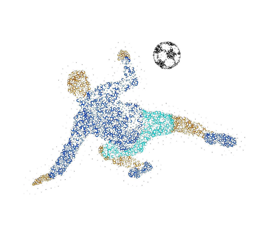 joueur de football avec les cercles de balle. illustration vectorielle. vecteur