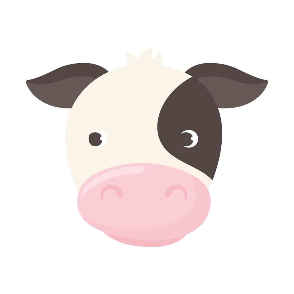 icône de dessin animé d'animaux de ferme domestique mignon visage de vache vecteur