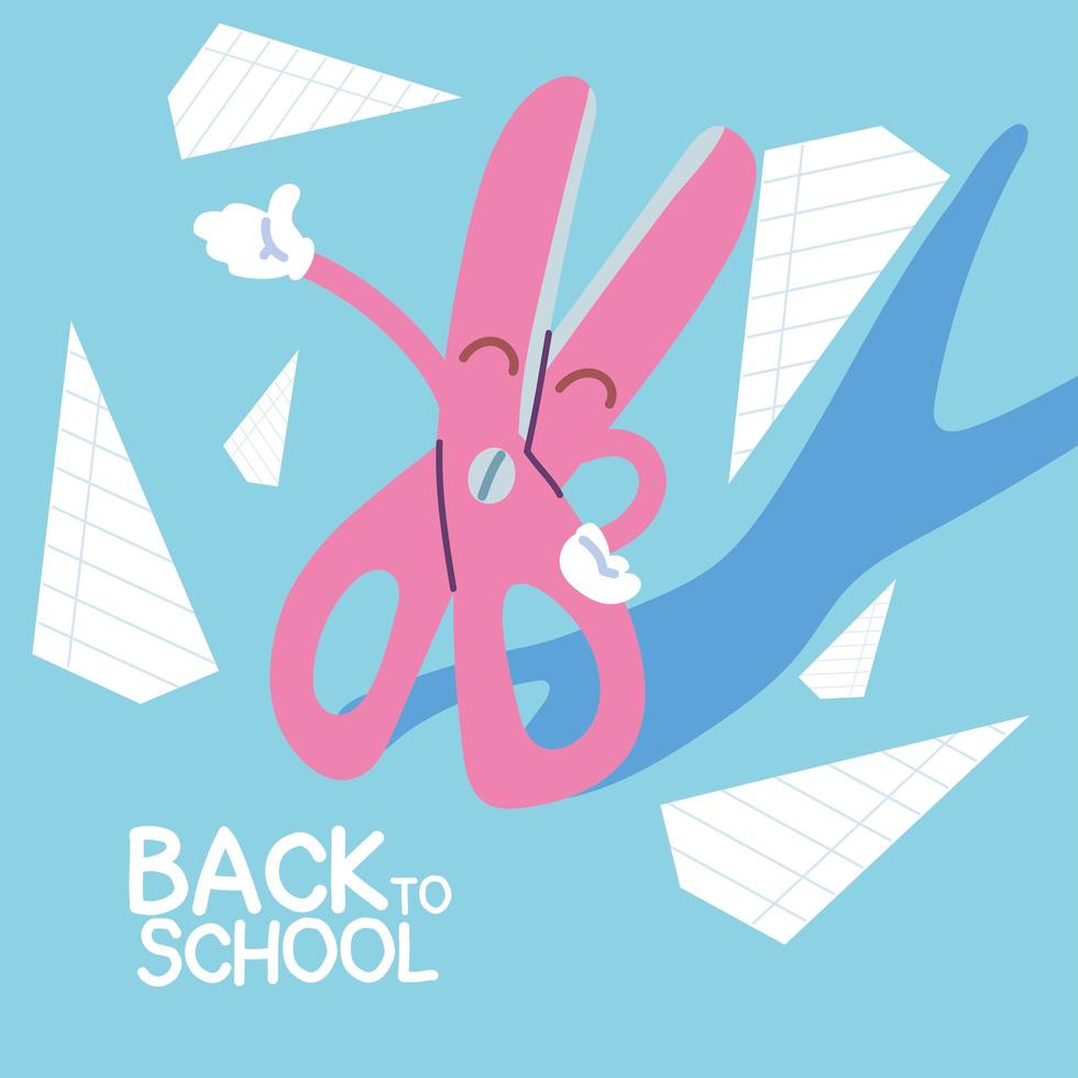 bannière de retour à l'école, modèle coloré de retour à l'école, ciseaux vecteur