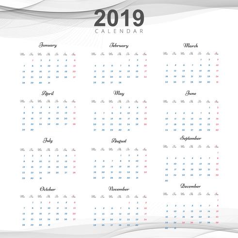 Beau design de calendrier d'entreprise 2019 vecteur