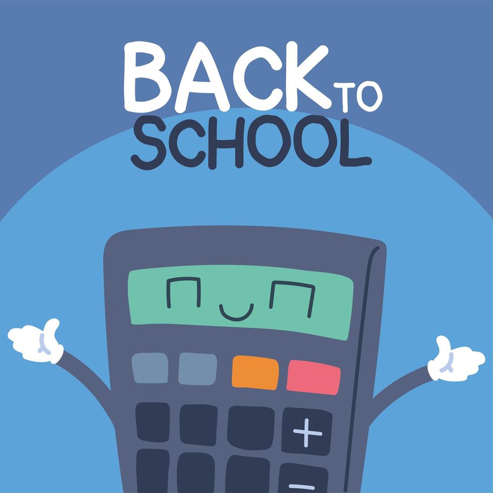 bannière de retour à l'école, modèle coloré de retour à l'école, calculatrice vecteur