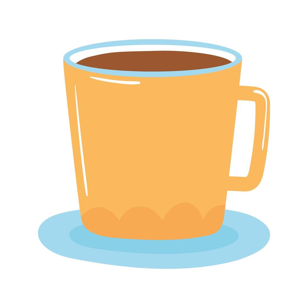 Tasse de thé et de café en soucoupe icône sur fond blanc vecteur