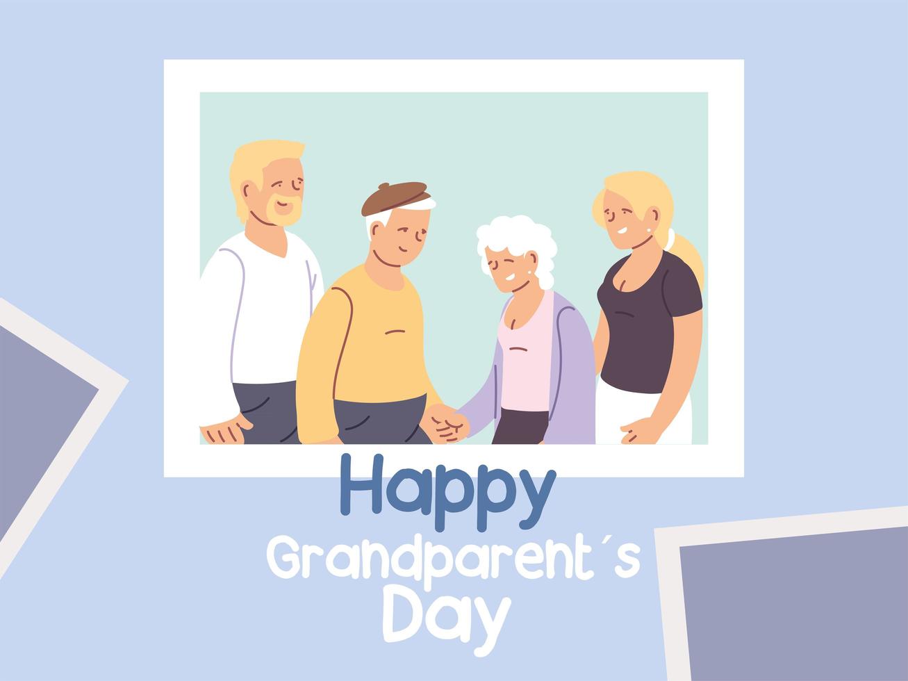 affiche de la fête des grands-parents avec photo de famille heureuse vecteur