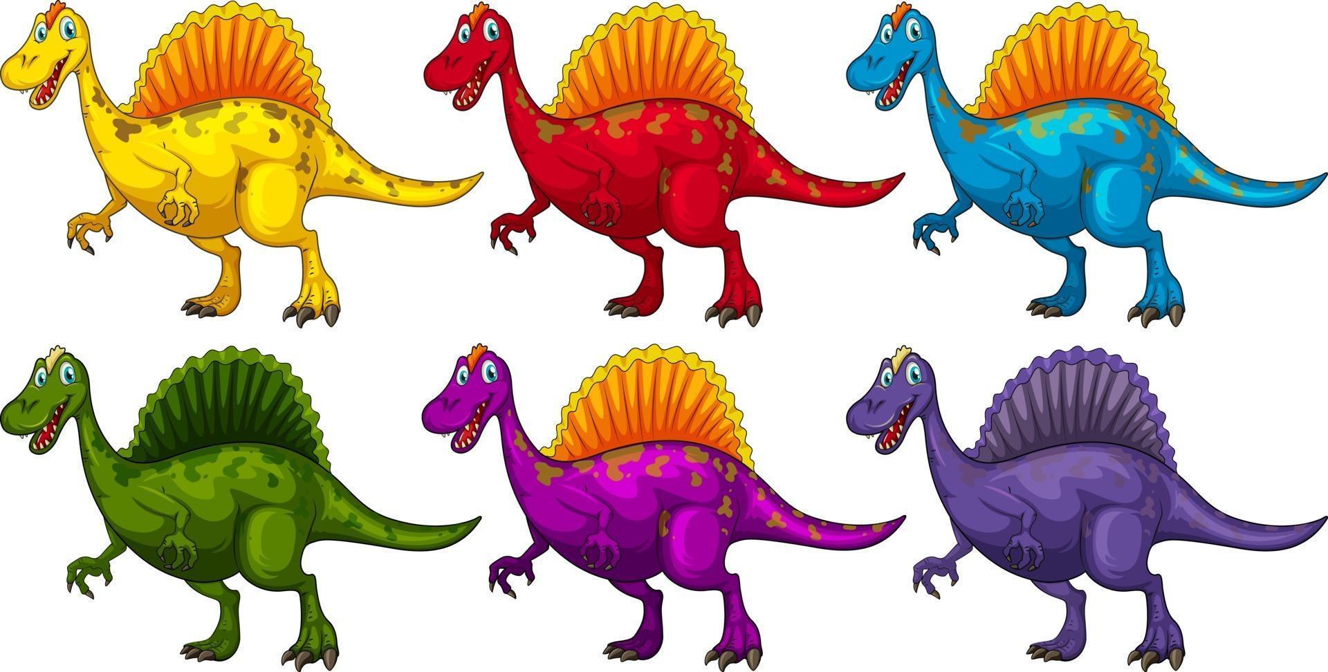 ensemble de personnage de dessin animé de dinosaure spinosaurus vecteur