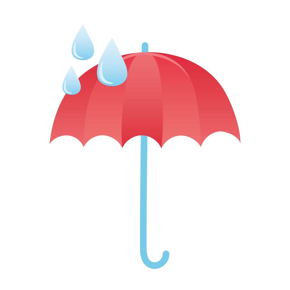 temps pluvieux avec l'image isolée de l'icône parapluie ouvert vecteur