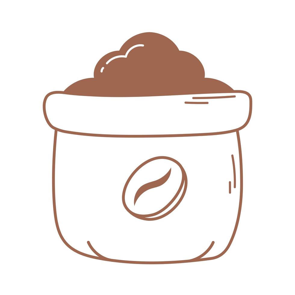 sac avec l'icône de café d'agriculture de produit dans la ligne brune vecteur