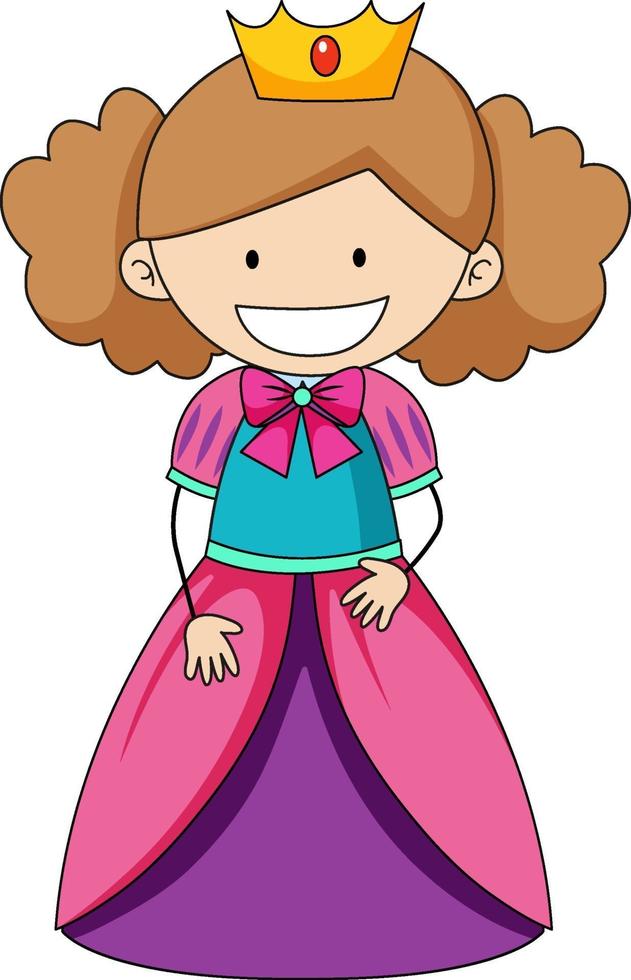 personnage de dessin animé simple d'une petite princesse isolée vecteur