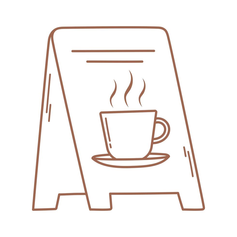 plateau de support de café avec l'icône de tasse dans la ligne brune vecteur
